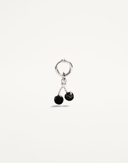 Valentino Garavani - Chez Valentino Single Earring In Metal And Enamel - Palladium - Man - Jewelry